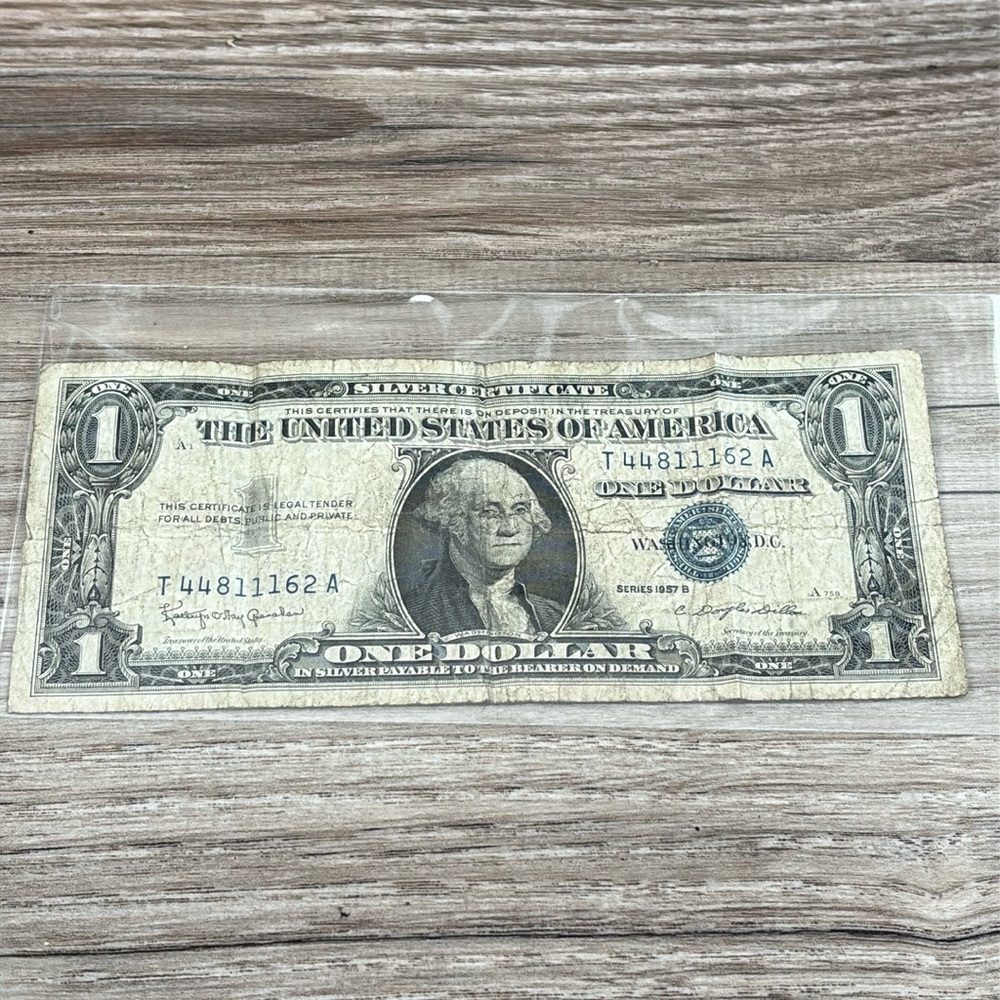 1957B $1 Silver Certificate One Dollar Bill 1957 B Blue Seal Note